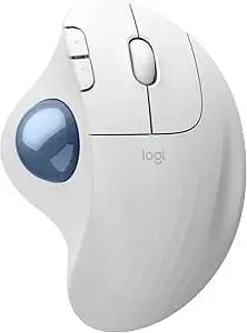 Logitech Ergo m575s Wireless Bluetooth Trackball Mouse- Off-White Blue Ball - Easy Thumb Control, Precise And Smooth Tracking, Bluetooth And Includes Logi Bolt Usb Receiver, Pc Mac Compatible