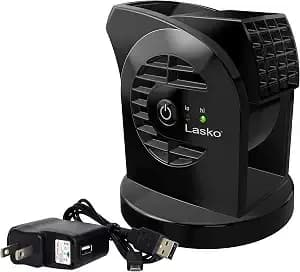 Lasko Mycool d301 Mini Usb Desk Fan With 40in. Usb Cable And Bonus Ac Adapter – Small Quiet Portable Personal 2-Speed Fan For Home, Work, Office, Dorm, Rv, And Travel, Black (Black)