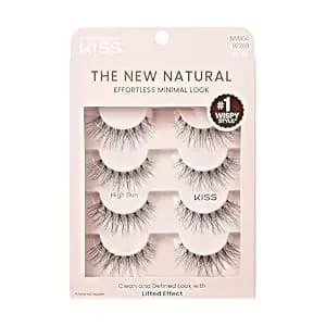 Kiss The New Natural, False Eyelashes, 'High Bun', 12mm, Includes 4 Pairs Of Lashes, Easy To Apply, Reusable Lash Clusters