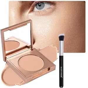 Colored Clay Under Eye Concealer With Brush, Concealer Full Coverage Hydrating Color Corrector For Dark Circles, Brightening Concealing Cream, Long-Lasting Skin Perfecting Makeup（#01 Light Beige）