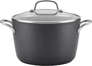 Kitchenaid Hard-Anodized Induction Cookware Nonstick Stockpot With Lid, 8-Quart, Matte Black