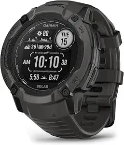 Garmin Instinct® 2x Solar, Rugged Outdoor Smartwatch, 50mm, Graphite - Solar Charged, Built-In Flashlight,Mutli-Band Frequency Support, Abc Sensors, Tracback® Routing, Reference Points