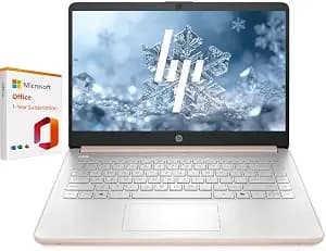 Hp 14" Business & Home Laptop Computer With 1-Year Office 365 Included, 4gb Ram 640gb Storage (128gb Ssd+512gb Sd Card), Quad-Core Intel Processor, Plusera 8-In-1 Hub Included, Windows 11, Rose Gold
