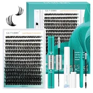 Gemerry 280pcs Lash Extension Kit 60d 10-18mm - Volume Lash Clusters Waterproof Lash Bond And Seal Remover Tweezers Brush