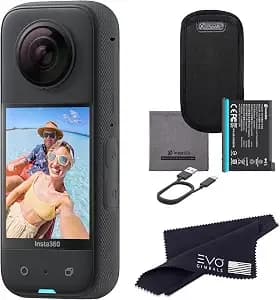insta360 x3 360 Degree Waterproof Action Camera, 5.7k 360, Stabilization, Touch Screen, Ai Editing, Live Streaming, Webcam, Voice Control, Black