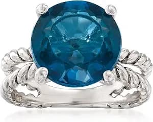 Ross-Simons 6.75 Carat London Blue Topaz Open-Space Roped Ring In Sterling Silver