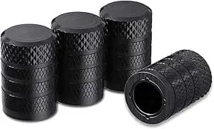 Ckauto Tire Valve Stem Caps, Aluminum Black, 4 Pcs/Pack - Corrosion Resistant, Universal Stem Covers For Cars Trucks Motorcycles Suvs And Bikes
