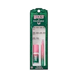 Wicked X Falscara False Eyelashes, Lash Extension Kit, ‘Shimmering Shine’, 10 Lash Clusters, 8mm-10mm, Natural Volume, Blue Glitter, Mini Bond, Green & Pink Mini Applicator