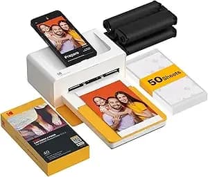 Kodak Dock Plus 4x6'' Photo Printer, 50 Sheets, Docking & Bluetooth Smartphone Printer For Iphone & Android, Instant Color Prints, 4pass Dye Sublimation