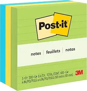 Post-It Notes, 4 X 4 In, Floral Fantasy Collection, 3 Lined Pads - School Supplies And Office Products