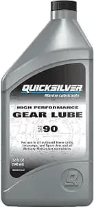 Quicksilver Sae 90 High Performance Gear Lube For Outboards And Sterndrives, 32 Oz - Extreme Pressure Synthetic Additives Prevent Metal To Metal Contact, For Lower Units Above 75 Hp, Protects Against Corrosion