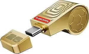 Sandisk 128gb Usb-C Flash Drive, Fifa World Cup 2026 Gold Edition - Up To 300mb/S Transfer Speeds, Usb 3.2 Gen 1, Usb Type-C - Gold, With Custom Lanyard & Sticker - Sdczia-128g-g46gld