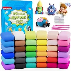Ifergoo Air Dry Clay, 36 Colors Magic Foam Diy Molding Clay For Slime - Slime Add Ins & Supplies, Soft & Non-Sticky, Easy To Use, School Projects, Great Toys Gift For Ages 3-12 Boys & Girls Kids