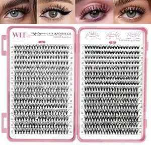 Wlf Lash Clusters, 640 Pcs 2 Style 30d+40d Natural Cluster Lashes Individual Lashes D Curl Eyelashes Cluster Extensions Diy Wispy Fluffy Clusters Eyelash Extensions False Eyelashes(mix9-16 Mm)