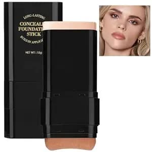 Foundation Stick, 2 In 1 Dual-Ended Long-Lasting Concealer Stick With Brush - Korean Contour Stick Foundation, Full Coverage Korean Foundation,Tattoo Cover Up Makeup, Matte Finish(02natural)