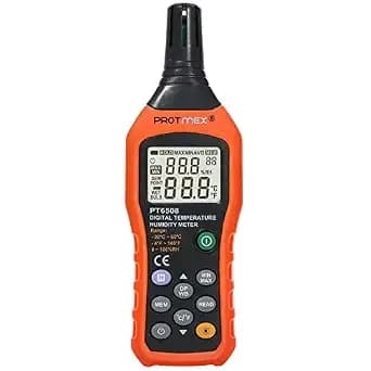 pt6508 Temperature Humidity Meter - Wet Bulb For Indoor/Outdoor - Digital Thermometer Hygrometer Monitor With Ambient, Dew Point, Min, Max, Data Hold, Lcd Backlight