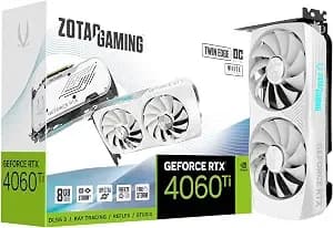 Zotac Gaming Geforce Rtx 4060 Ti 8gb Twin Edge Oc White Edition Dlss 3 8gb gddr6 128-Bit 18 Gbps Pcie 4.0 Compact Graphics Card, Icestorm 2.0 Advanced Cooling, Spectra Rgb Lighting, Zt-d40610q-10m