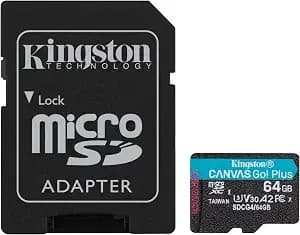 Kingston Canvas Go Plus 64gb Microsd Card - Up To 200mb/S - Class 10, Uhs-I, u3, v30, a2 - sdcg4/64gb - Up To 200mb/S, Uhs-I, v30, u3, Class 10, a2