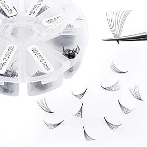 Wendy Lashes Premade Fans Eyelashes 10d, 500pcs,13-20mm D-Curl - 10d Volume, Handmade, Mixed Lengths, Short Stem, Soft Natural