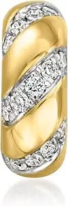 Ross-Simons 0.25 Ct. T.W. Lab-Grown Diamond Striped Bead Charm In 18kt Gold Over Sterling