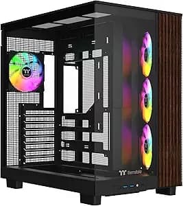 Thermaltake View 380 Xl Ws Argb; Mid Tower Chassis; Side Wood Trim; 4x120mm Argb Lite Fans Included; 420mm Gpu Clearance; Atx/Matx/Mitx; Hidden Connector Support; Dual Chamber; Black; Ca-11e-00m1wn-Ws