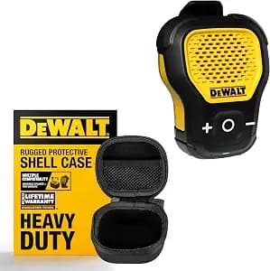 Dewalt Wearable Bluetooth Speaker & Heavy-Duty Protective Case Bundle, Water-Resistant, Clip-On Wireless Speaker W/Mic + Eva Hard Shell Travel Case For Tws Earbuds