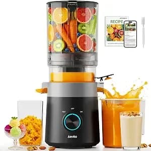 Aeitto 3-In-1 Juicer Machines, 6.0" Wide Mouth, Filter-Free Easy To Clean - Juice, Sorbet & Nut Milk - Cold Press Juicer For Whole Fruits & Vegetables - 100oz Capacity - Reverse Function - With Brush