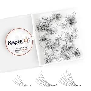 500 Promade Fans - 5d 0.07 Size 12mm Curl D, Napricot Volume Premade Eyelash Fans Extension - Promade Lash Fans For Eyelash Extensions, Middle Stem, Fluffy, Soft - 2 Pairs Eye Pads Lash Extensions