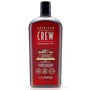 American Crew 3-In-1 Shampoo & Body Wash, Ginger & Tea, 33.8 Fl Oz - All-In-One Shampoo, Conditioner & Body Wash. Cleanses, Conditions & Softens Hair & Skin. Ginger & Tea Scent.