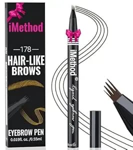 Imethod Eyebrow Pen For Natural Hair-Like Brows, Dark Brown - Microblading Eyebrow Pen, Eyebrow Pencil With A Micro 4-Fork Tip, Long-Lasting Eye Brow Pencils For Women, Waterproof