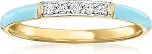 Ross-Simons Pastel Blue Enamel Ring With Diamonds In 18kt Gold Over Sterling