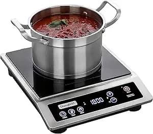Changbert Induction Cooktop, Commercial Grade Portable Cooker, Large 8” Heating Coil, Premium Stainless Steel Countertop Burner With Nsf Certified, 10 Hours Timer Powerful 1800w Professional Hot Plate