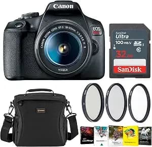 Canon Eos Rebel t7 Dslr Camera W/Ef-S 18-55mm F/3.5-5.6 Is Ii Lens, 24.1mp Aps-C Cmos, Wi-Fi, Full Hd Video, Bundle W/ 58mm Uv/Cpl/Nd Filter Kit, Case, Memory Card, Pc Software, 1-Year Warranty
