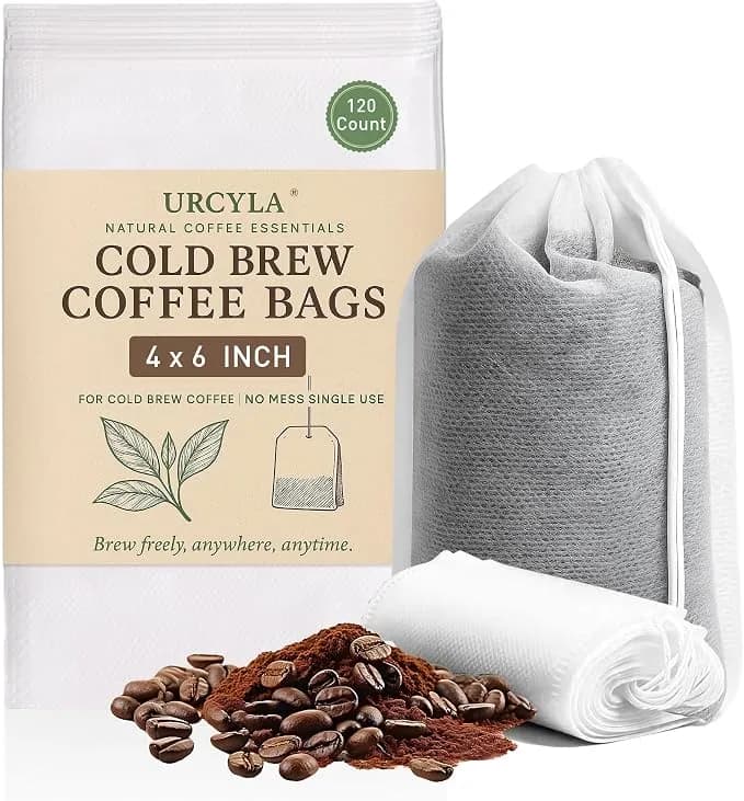 Cold Brew Bags, 120 Count Brew Coffee Filter Bags, 4x6 Inch - Disposable Fine Mesh Drawstring Pouches, Fits Mason Jars & French Press, Ideal For Cold Brew, Coffee, Tea, Herbs & Spices