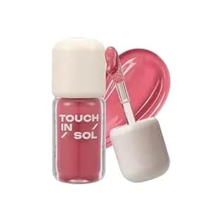 Touch In Sol Glassy Color Lip – Hydrating Lip Oil Gloss, Moisturizing Stain, Non-Sticky Shine, Buildable Color, Lightweight Comfortable Wear, Korean Makeup (Pure Love (Soft Pink))