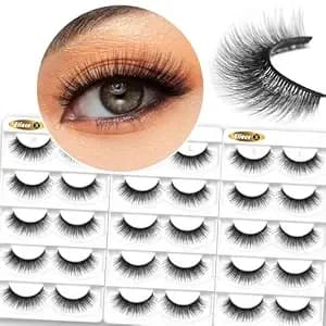 Eliace False Eyelashes Natural Look Cat Eye Lashes Wispy Strips,15 Pairs, 3d Mink Lashes Volume Fluffy,Fake Eyelashes Thin Soft Band Comfortable Cross Wispy Lash Reusable, Anne Style
