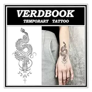 Waterproof Lunar Dragon Pattern Temporary Tattoos Women, 2 Sheets - Semi Permanent Realistic Lunar Dragon Pattern Lasting 7-15 Days For Adults Pool Beach Festival Party Cosplay Halloween