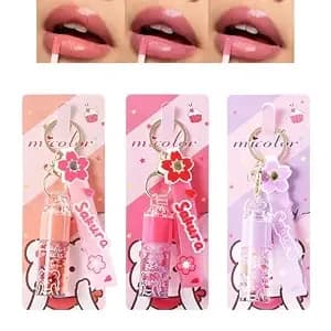 Keychain Lip Glosses Set, Girls Party Favor Including 3pcs Assorted Flavors Moisturizing Shimmer Lip Glosses