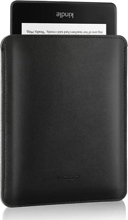Moko Slim Sleeve Compatible With 6.8" Kindle Paperwhite 2021/7" Kindle Colorsoft Signature Edition 2024, Anti-Scratch Pu Leather Case Cover Soft Felt Lining Protective Insert Carrying Pouch, Black