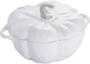 Staub Cast Iron Dutch Oven 3.5-Qt Pumpkin Cocotte With Stainless Steel Knob, Made In France, Serves 3-4, White