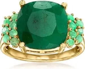 Ross-Simons 5.40 Ct. T.W. Emerald Ring In 18kt Gold Over Sterling