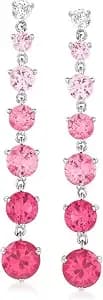 Ross-Simons 4.50 Ct. T.W. Simulated Pink Sapphire And .20 Ct. T.W. Cz Drop Earrings In Sterling Silver