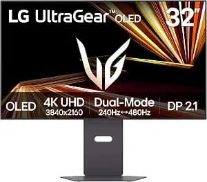 Lg 32gx870a-B 32-Inch Ultragear 4k Uhd (3840 X 2160) Oled Gaming Monitor, Dual-Mode, 240hz, 0.03ms, Nvidia, Amd Freesync Premium Pro, Vesa Displayhdr True Black 400, Usb Type-C, dp2.1