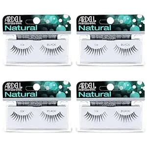 Ardell Natural Lashes False Eyelashes, 104 Black - Reusable, Lightweight, Wispy Strip Lashes For A Natural & Dramatic Look, 4 Pack