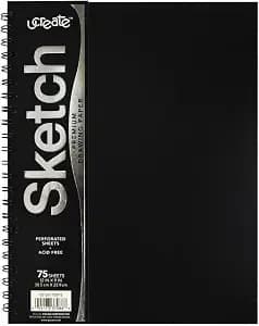 Ucreate Poly Cover Sketch Book, Heavyweight, 9" X 12", Black, 75 Sheets