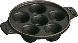 Staub Cast Iron 5.75-Inch Escargot Dish With 6 Holes - Matte Black, Made In France