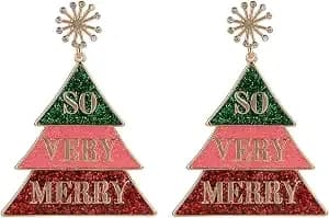 Hallmark "So Very Merry" Christmas Tree Earrings