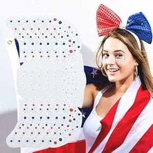 Sparkle This 4th Of July With Patriotic Glitter Freckle Face Tattoos,Red White Blue Star Face Gems,Waterproof Temporary Stickers For Women Kids,Perfect For Independence Day Parties Festivals(6 Sheets)