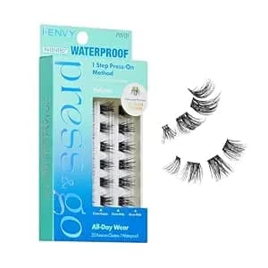I-Envy Press&Go Waterproof Self-Adhesive Eyelashes, No Glue Needed 22 False Lash Clusters, Reusable 1 Step Press-On Lashes, No Damage Or Residue (Waterproof Volume Wispy)
