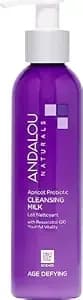Andalou Naturals Age Defying Apricot Probiotic Cleansing Milk (6 Fl Oz) - Gentle Daily Hydrating Face Cleanser For Dry, Dehydrated Skin, With Fruit Stem Cell Complex